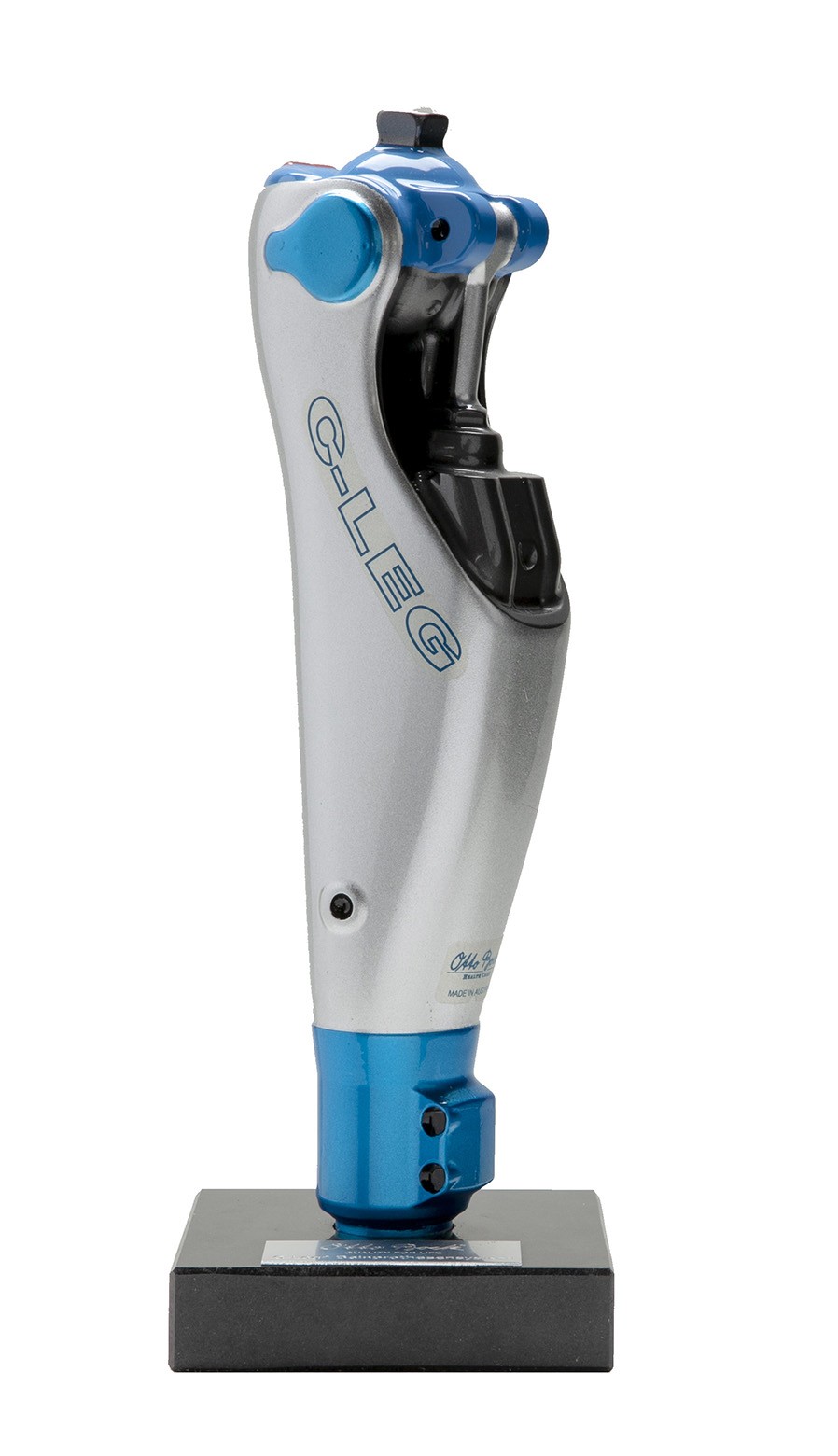 Schematisches Modell eines Mikroprozessor-gesteuerten Kniegelenks mit Markenname „C-Leg“